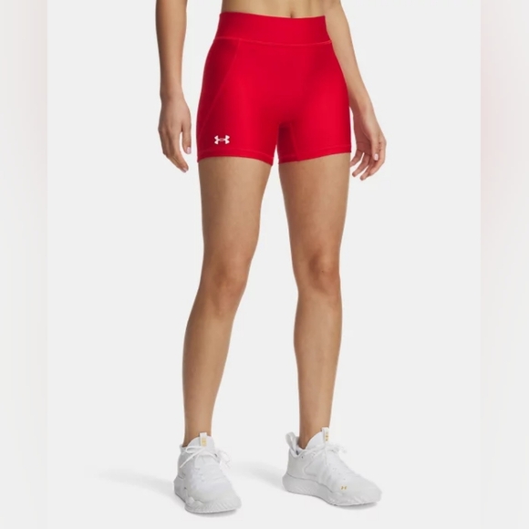 Under Armor Spandex Athletic Women's Compression Shorts Red Vollyball NWT S - Picture 1 of 8